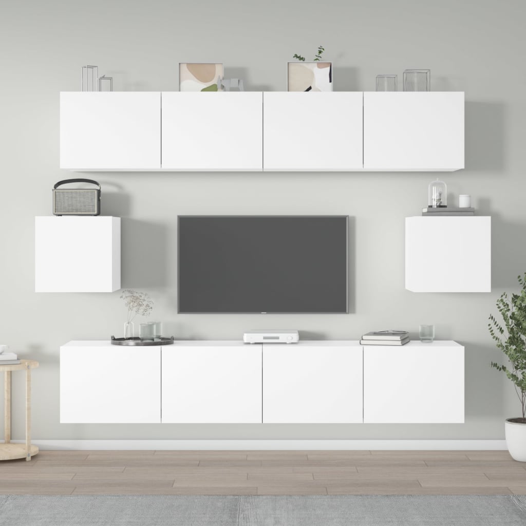 vidaXL 6-dielna súprava TV skriniek biela spracované drevo