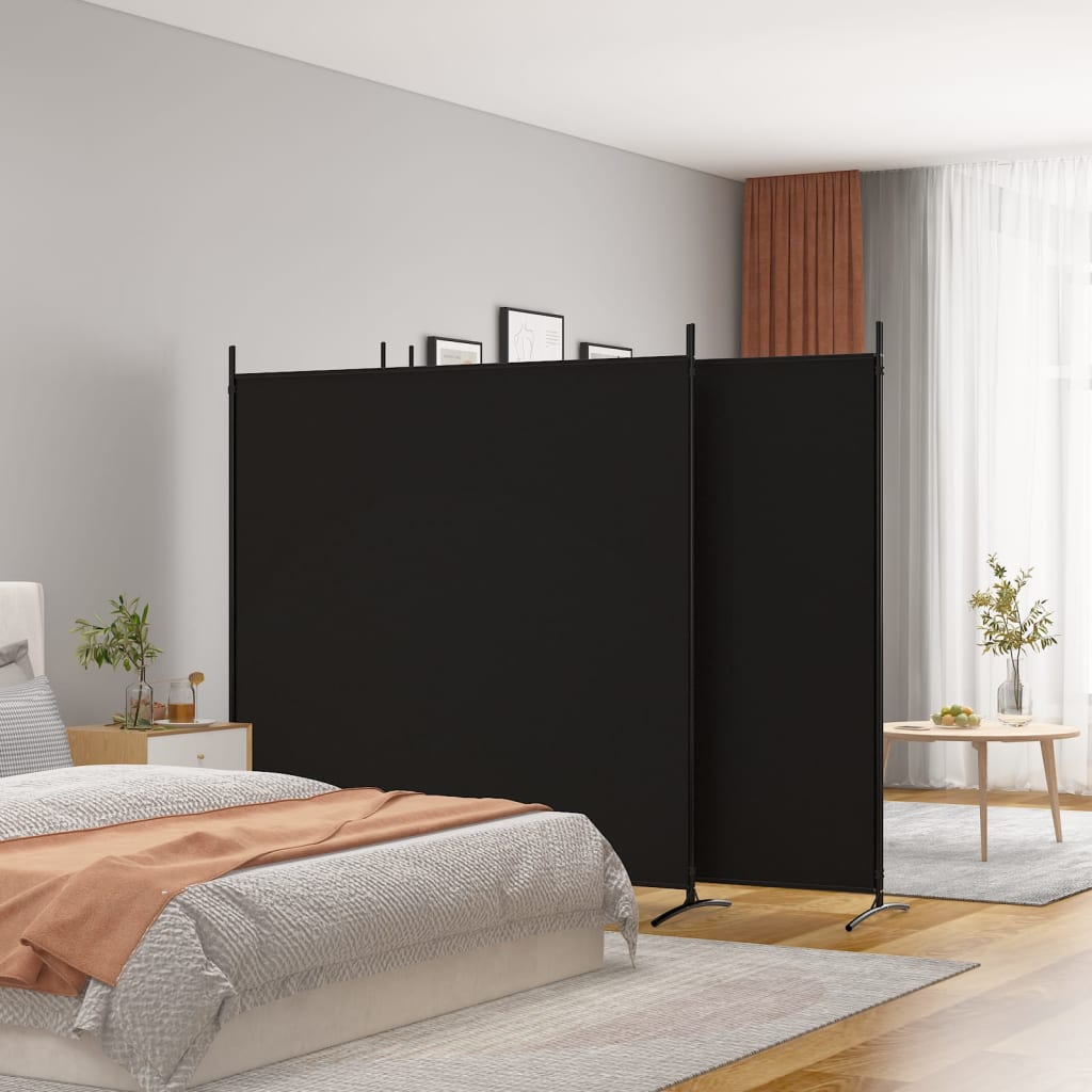 vidaXL 4-panelový paraván čierny 698x180 cm látka