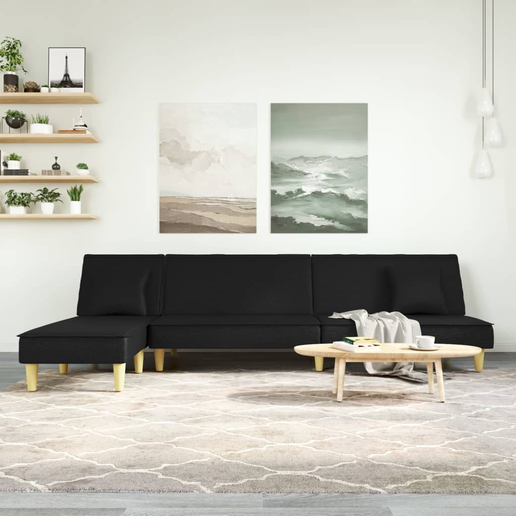 vidaXL Pohovka v tvare L čierna 255x140x70 cm látka