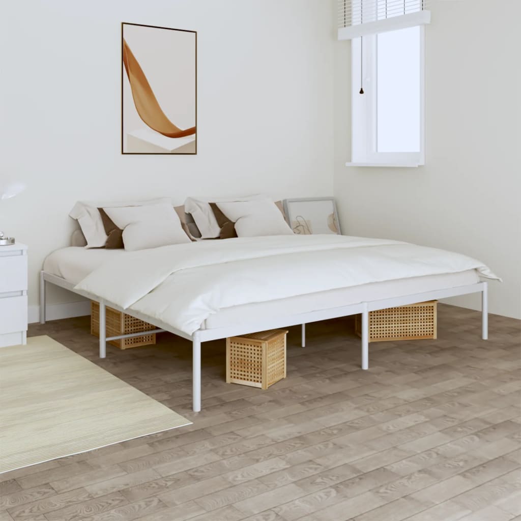 vidaXL Posteľný rám biely kovový 180x200 cm