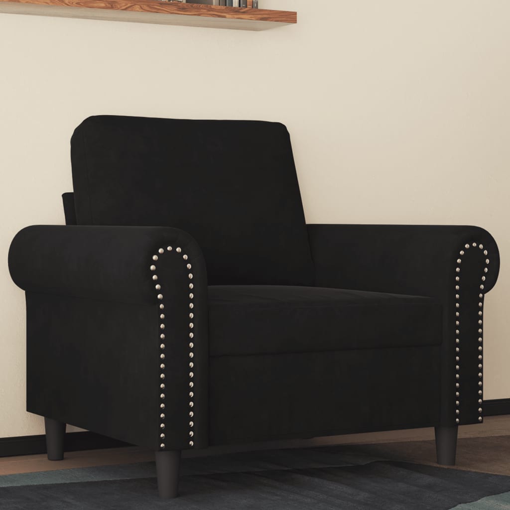 vidaXL Kreslo čierne 60 cm zamat