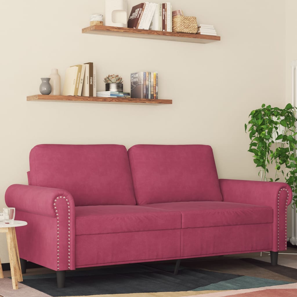 vidaXL 2-miestna pohovka vínovo-červená 140 cm zamat
