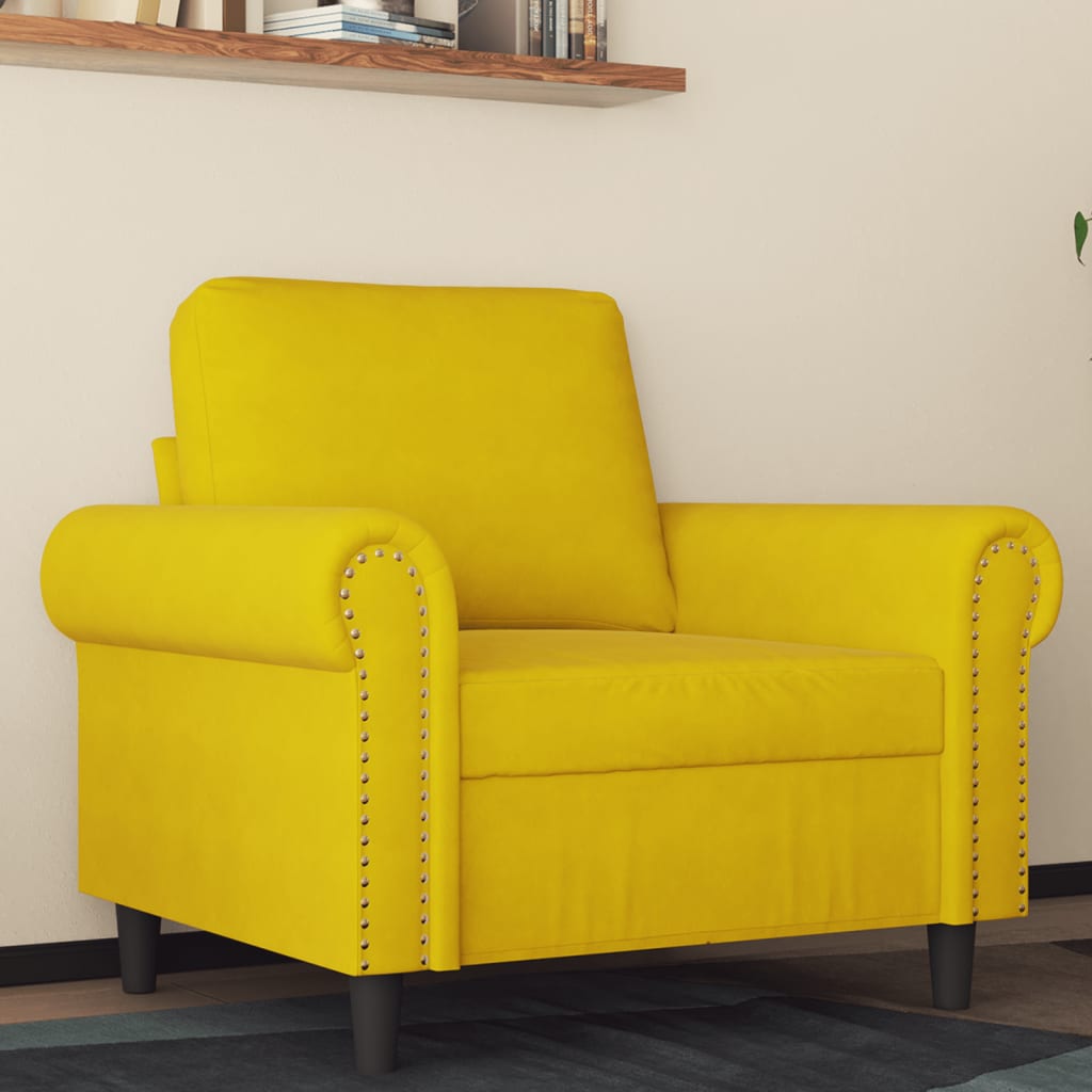 vidaXL Kreslo žlté 60 cm zamat