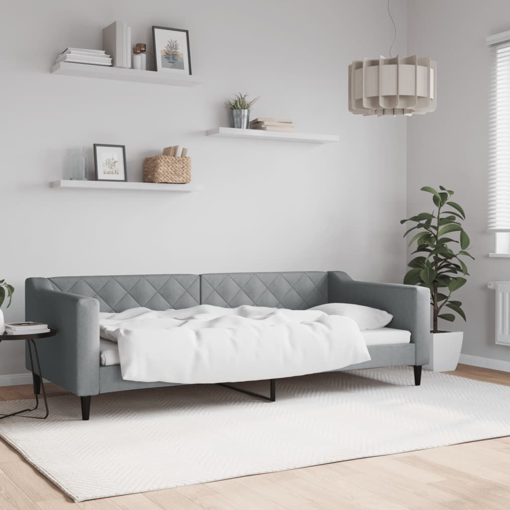 vidaXL Posteľný rám bledosivý 90x200 cm látka