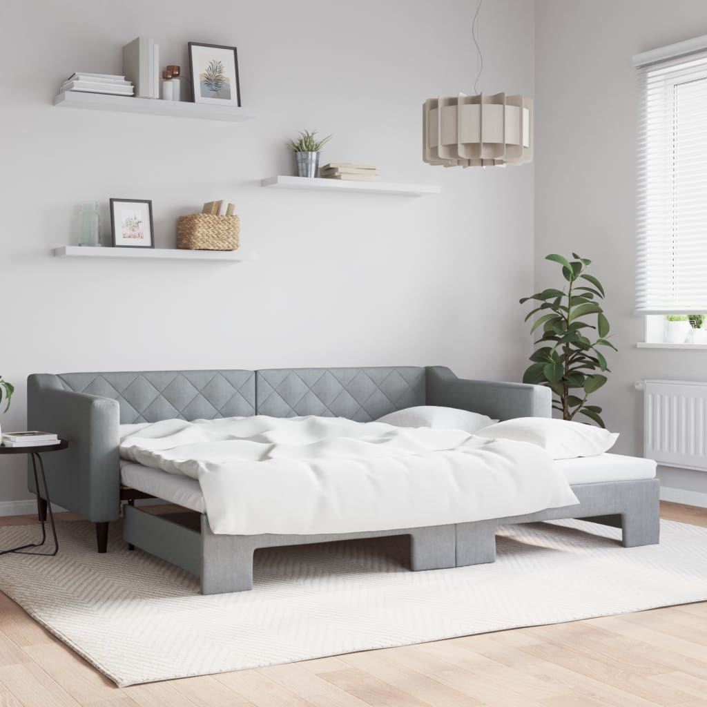 vidaXL Denná posteľ s rozkladacou posteľou bledosivá 90x200 cm látka
