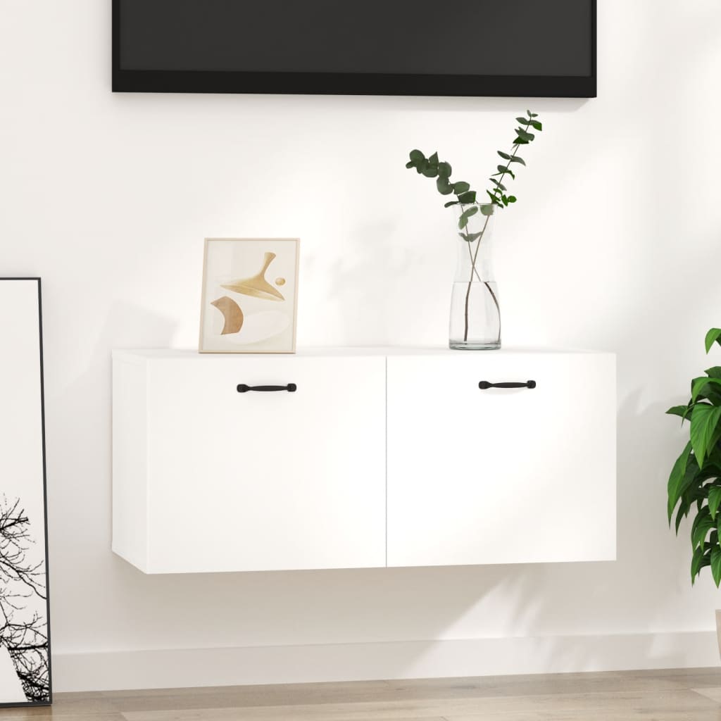 vidaXL Nástenná skrinka lesklá biela 80x35x36,5 cm spracované drevo
