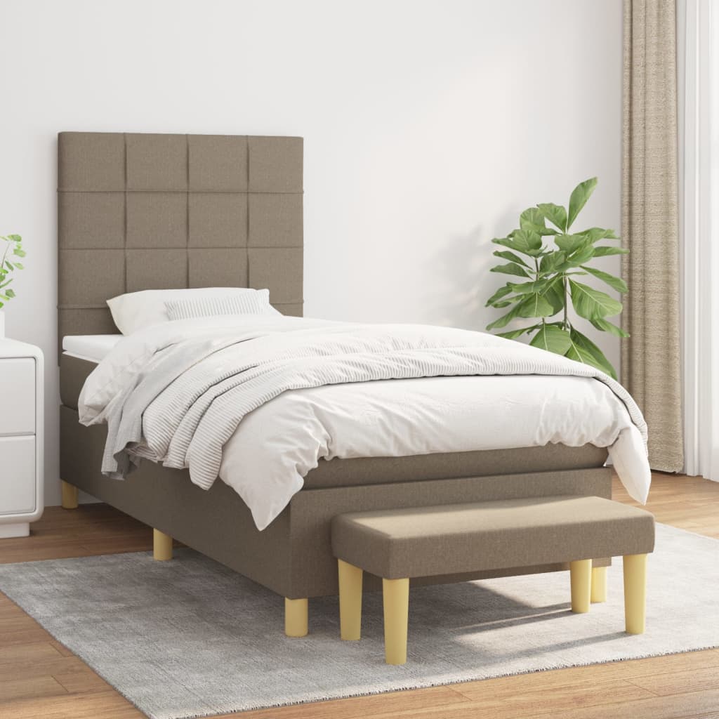 vidaXL Posteľný rám boxspring s matracom sivohnedý 90x190 cm látka