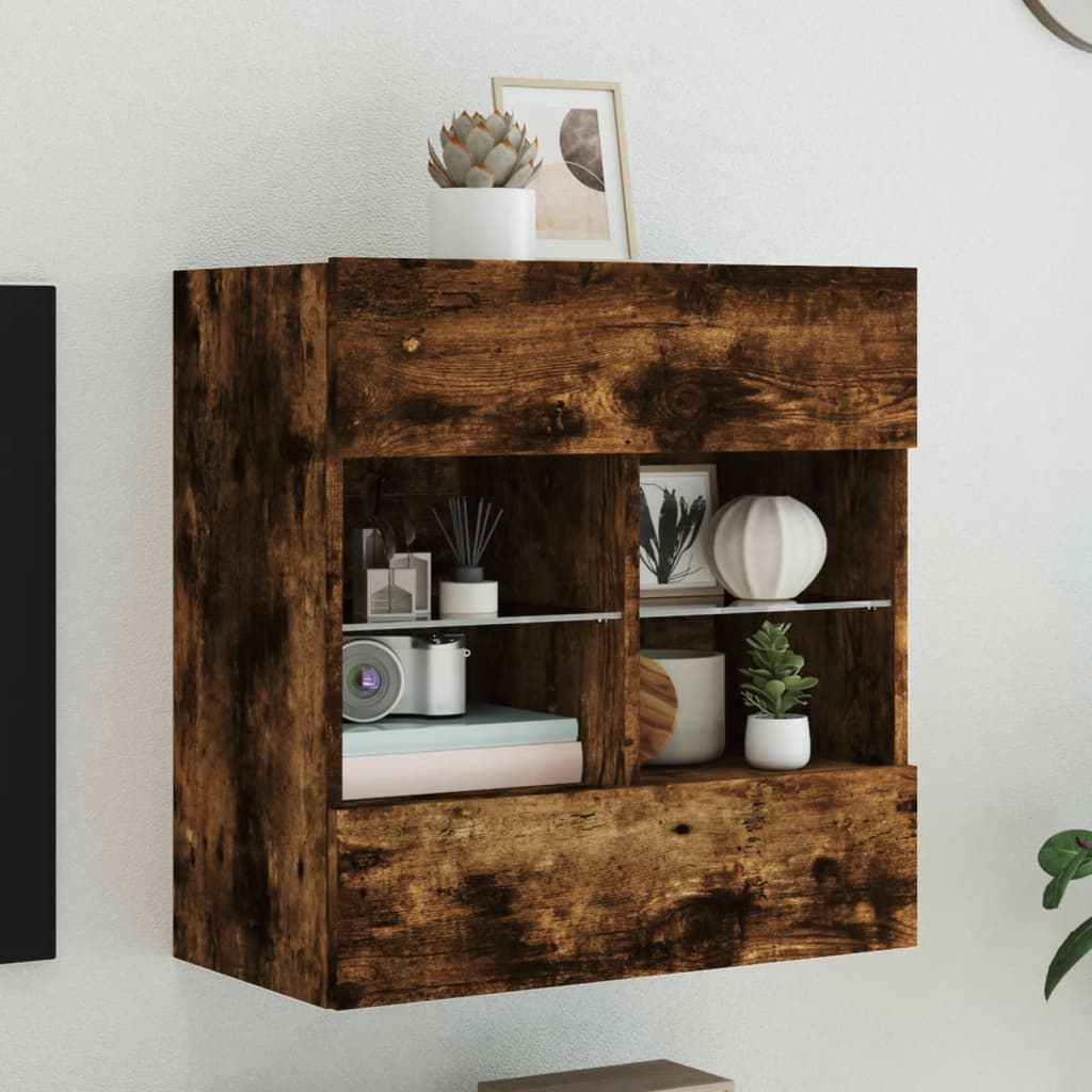 vidaXL TV nástenná skrinka s LED svetlami dub sonoma 58,5x30x60,5 cm
