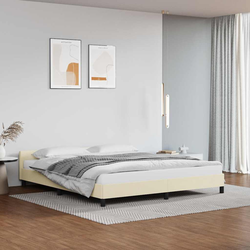 vidaXL Posteľný rám s čelom bez matraca krémový 160x200 cm