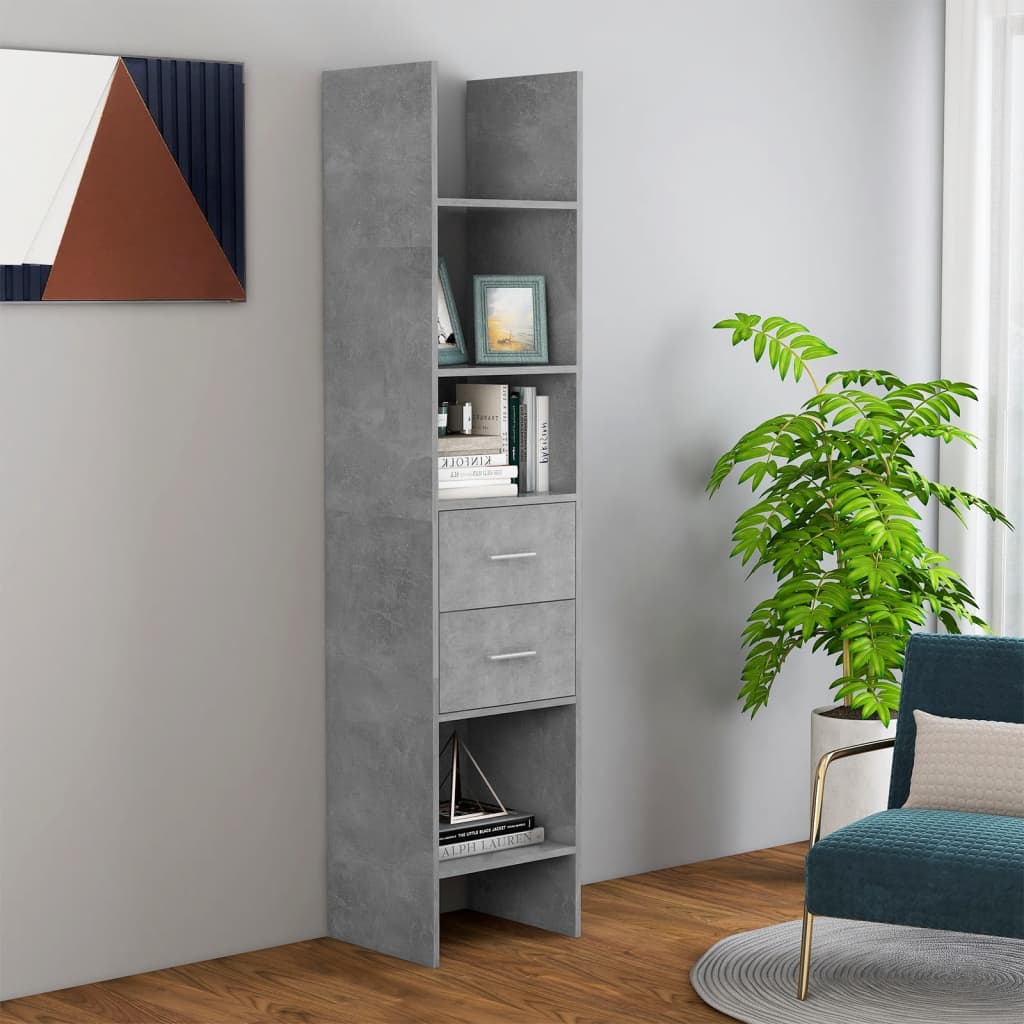 vidaXL Knižnica, betónovo sivá 40x35x180 cm, kompozitné drevo