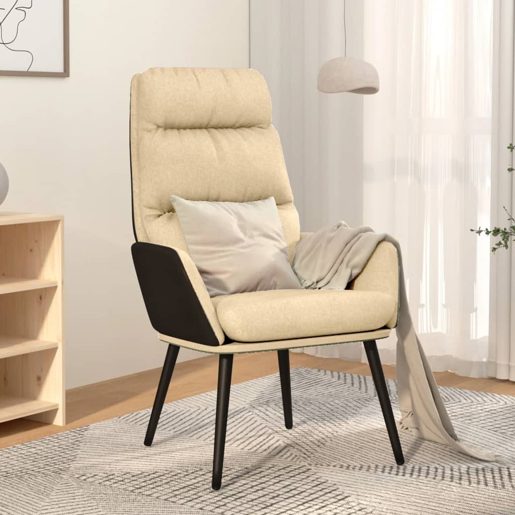 vidaXL Relaxačné kreslo krémové látkové