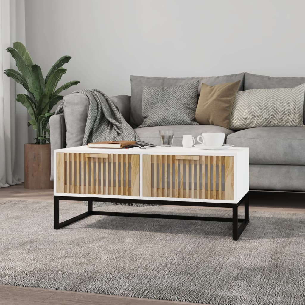 vidaXL Konferenčný stolík biely 80x40x35 cm kompozitné drevo a železo