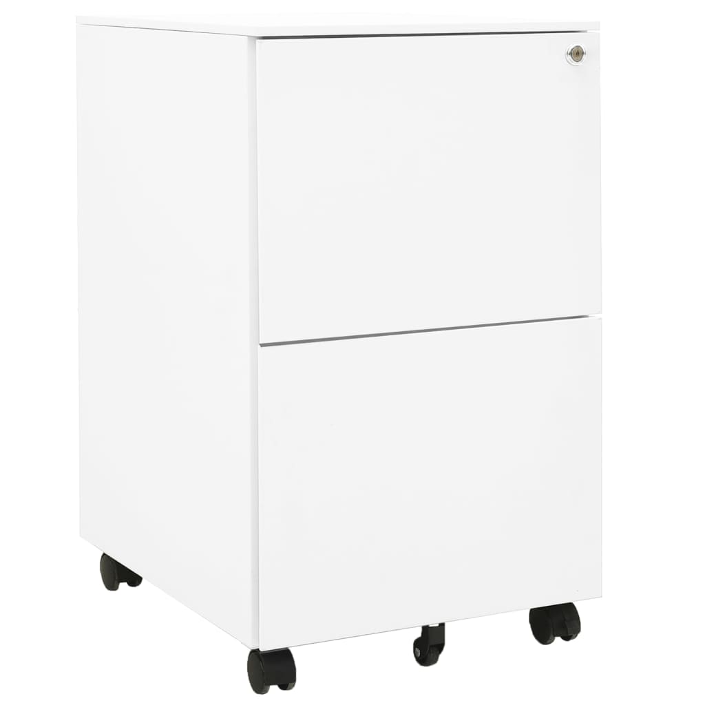 vidaXL Mobilná kartotéka biela 39x45x67 cm oceľ