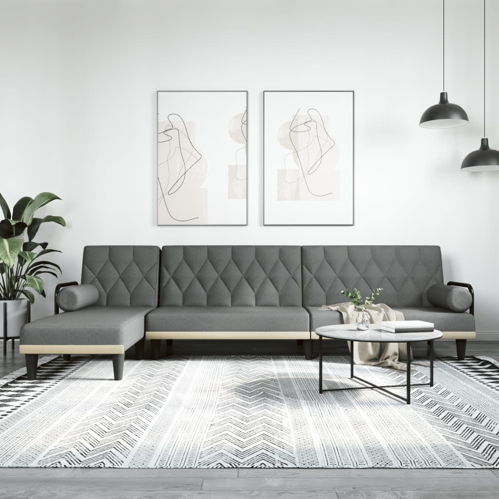vidaXL Pohovka v tvare L tmavosivá 260x140x70 cm látka
