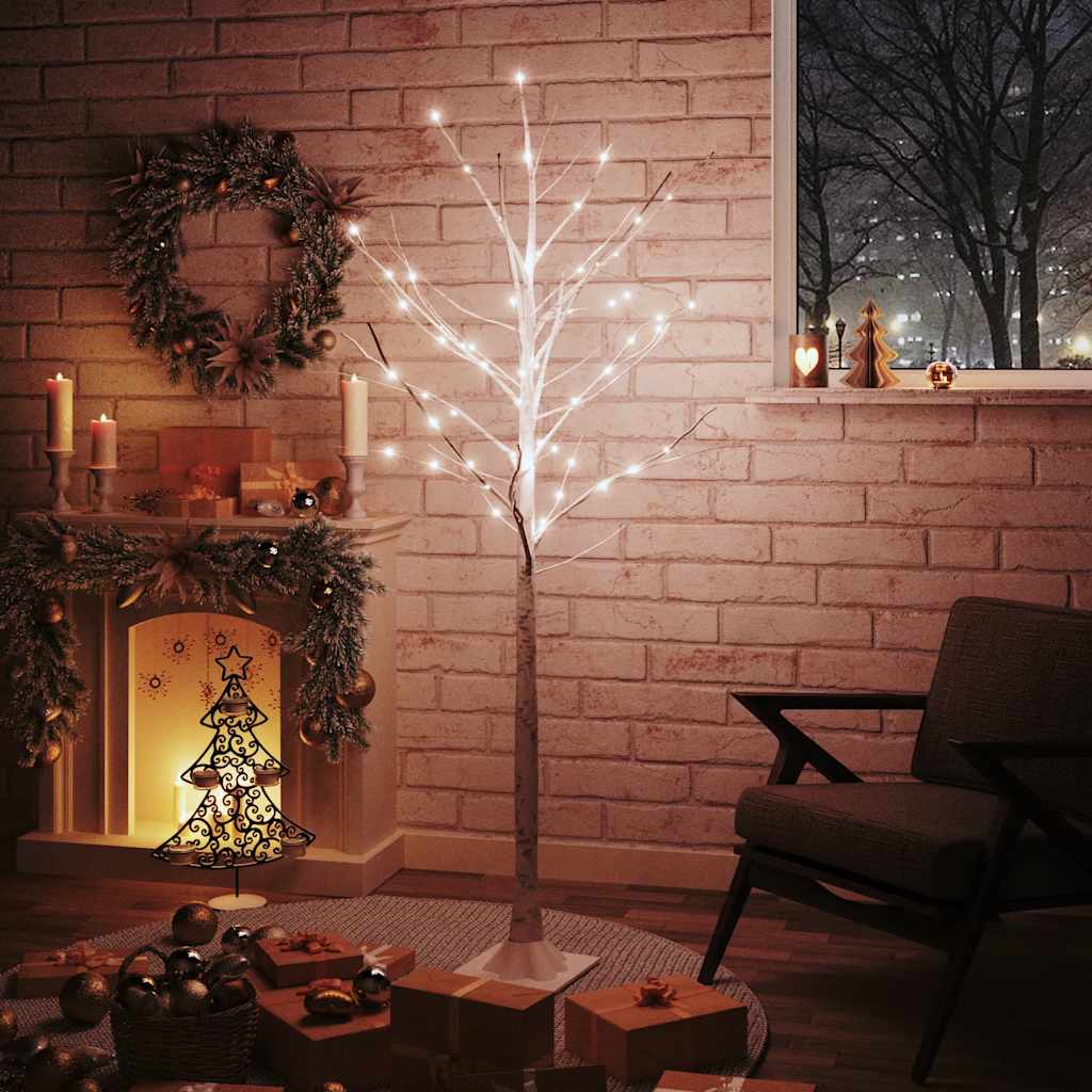 vidaXL LED strom s dizajnom bielej brezy 96 teplých bielych LED 180cm