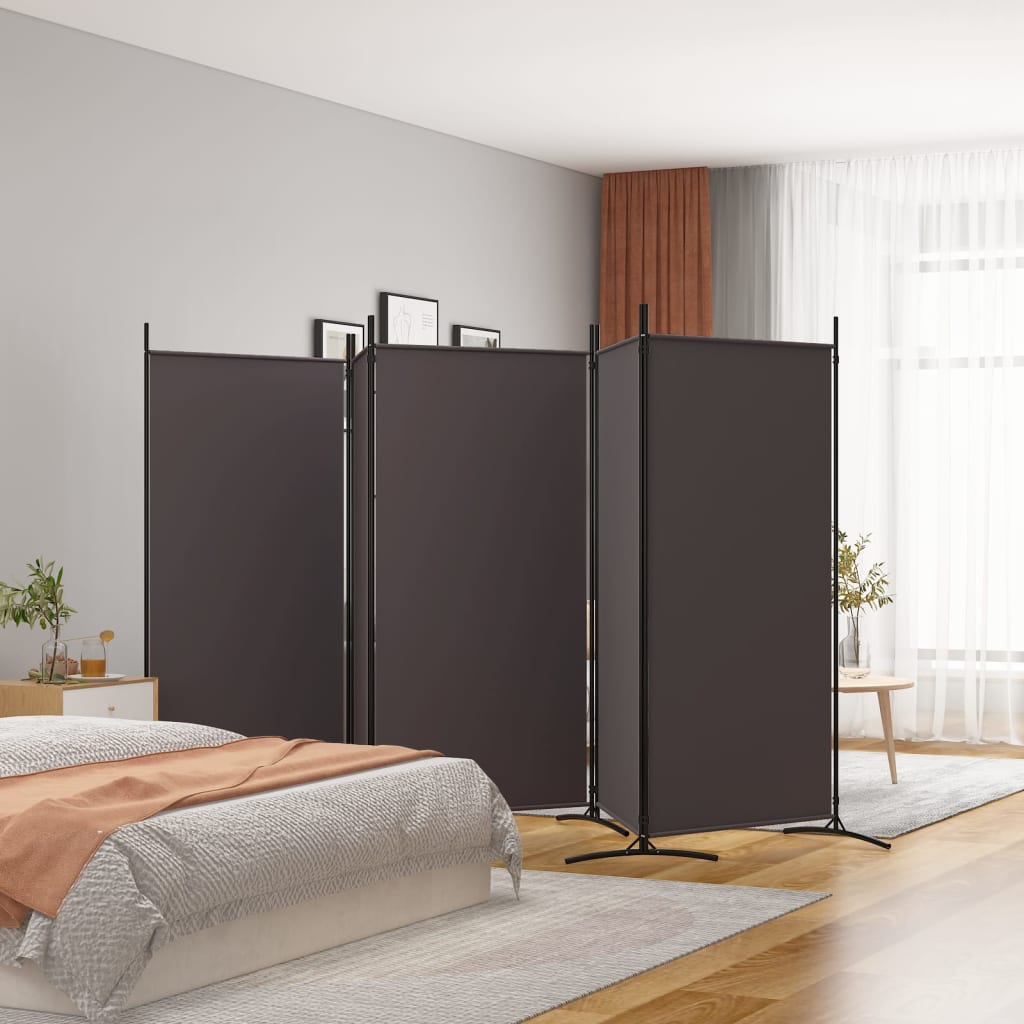 vidaXL 5-panelový paraván hnedý 433x180 cm látkový