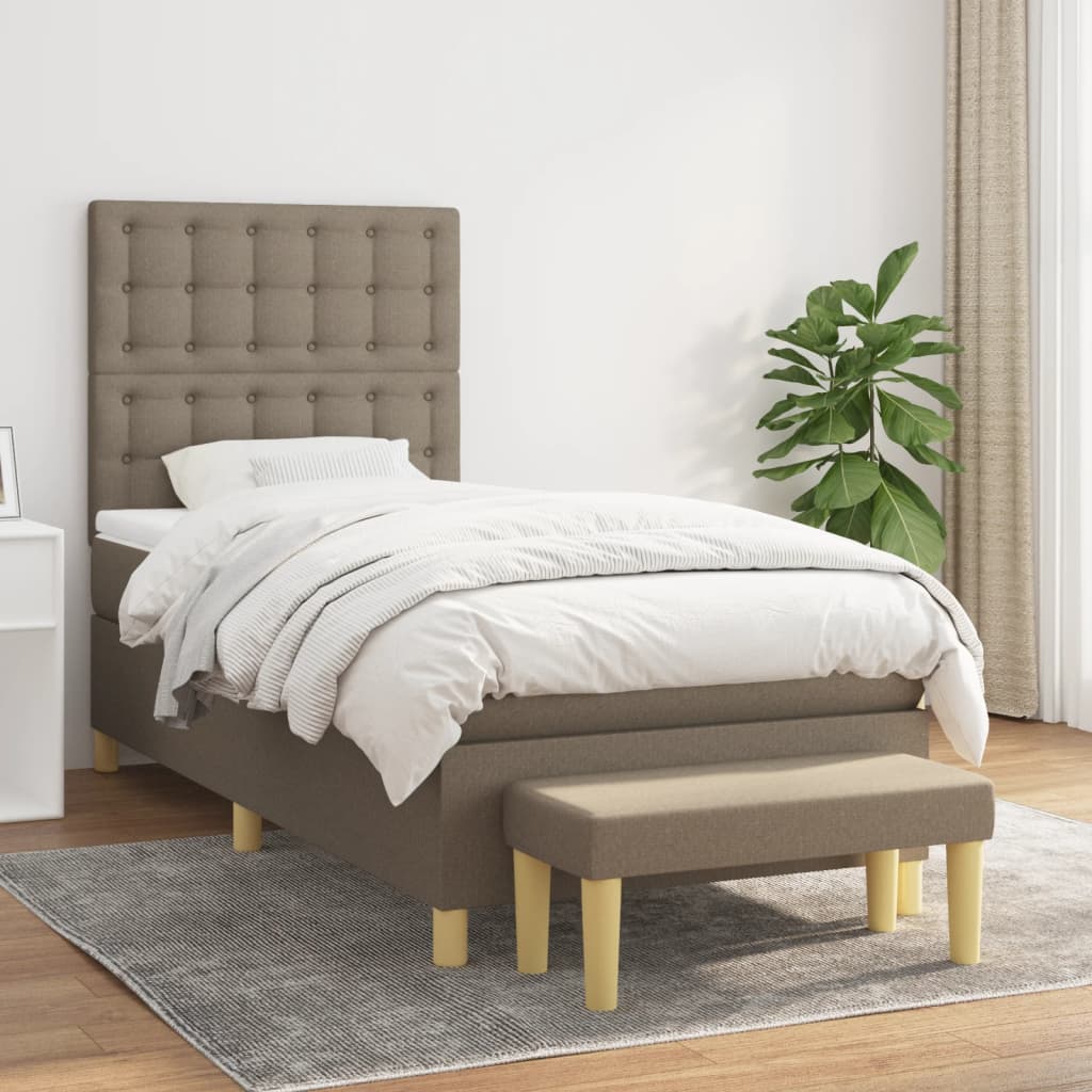 vidaXL Posteľný rám boxsping s matracom sivohnedý 90x200 cm látka