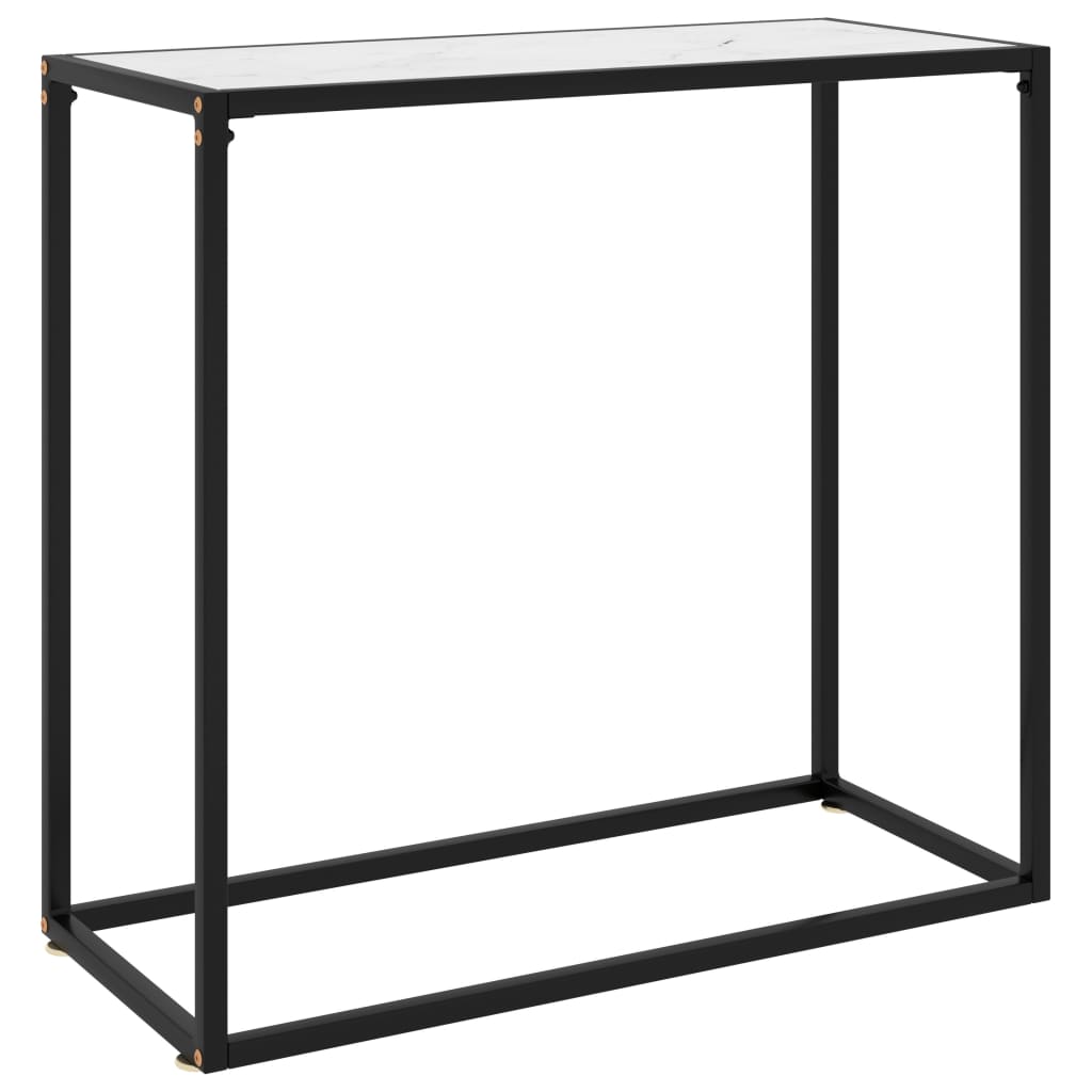 vidaXL Konzolový stolík biely 80x35x75 cm tvrdené sklo