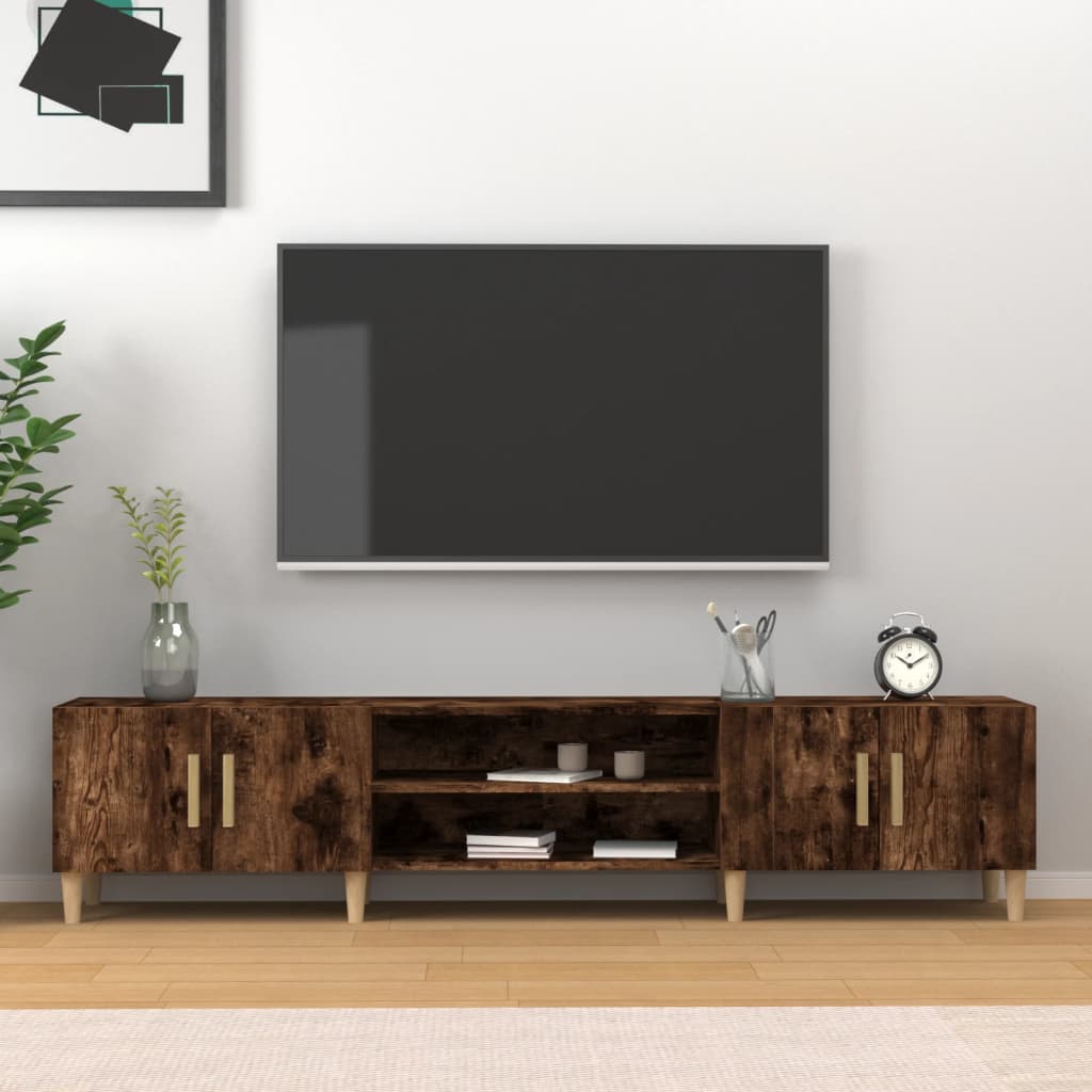 vidaXL TV skrinka dymový dub 180x31,5x40 cm kompozitné drevo