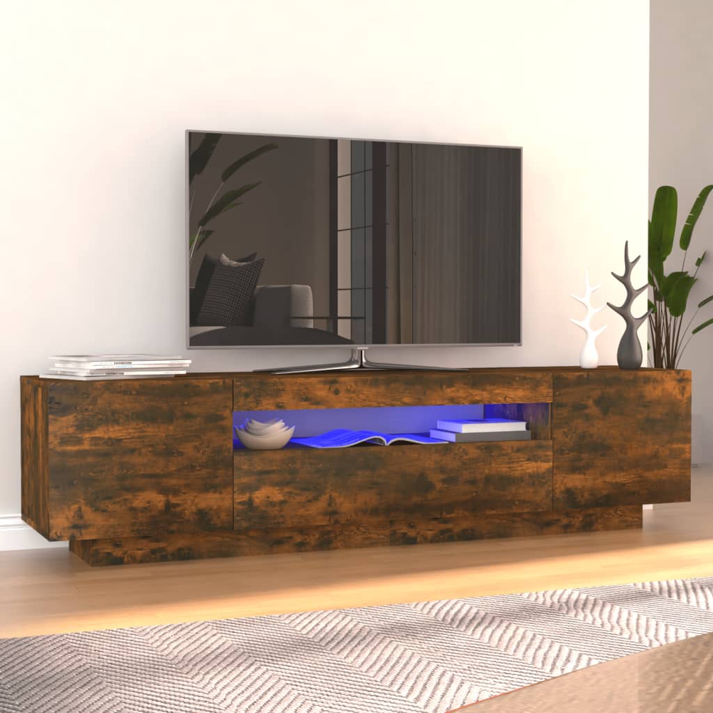 vidaXL TV skrinka s LED, tmavý dub 160x35x40 cm