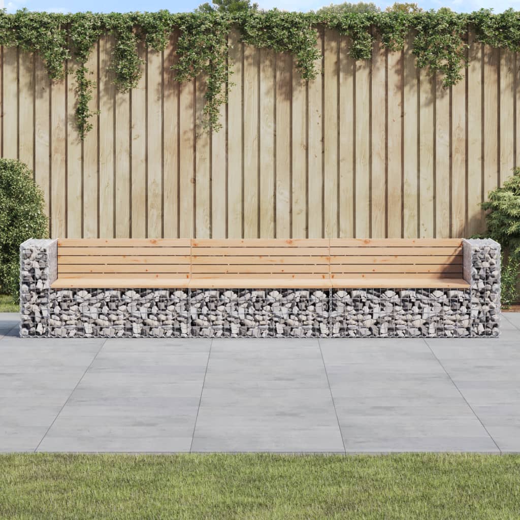 vidaXL Záhradná lavička gabiónový dizajn 347x71x65,5cm masív. borovica