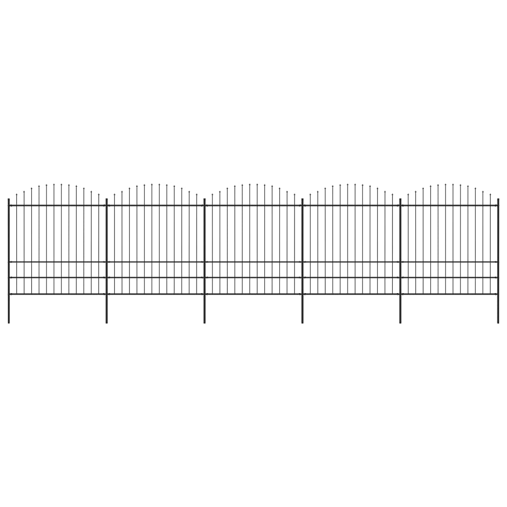 vidaXL Záhradný plot s hrotmi, oceľ (1,75-2)x8,5 m, čierny