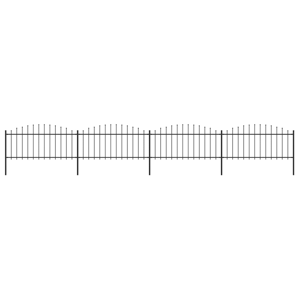 vidaXL Záhradný plot s hrotmi, oceľ (0,5-0,75)x6,8 m, čierny