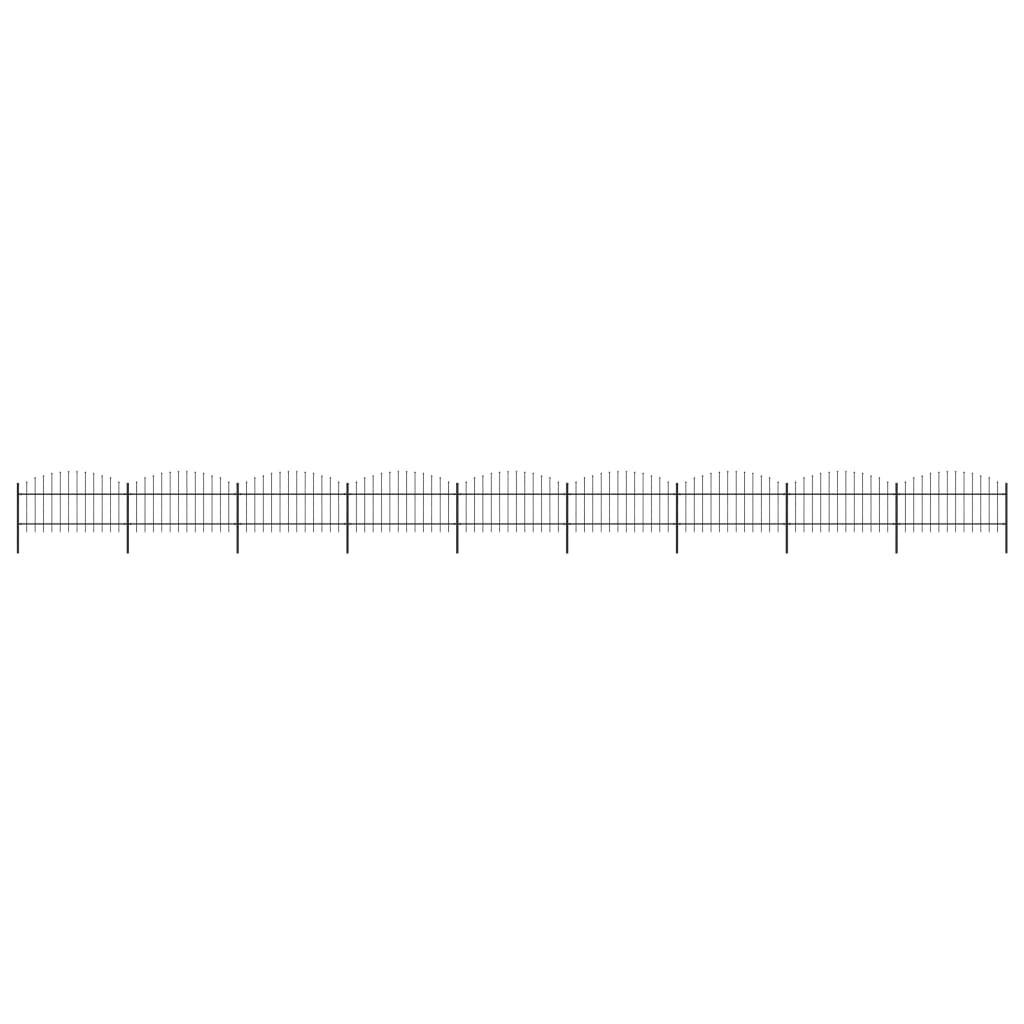 vidaXL Záhradný plot s hrotmi, oceľ (1-1,25)x15,3 m, čierny