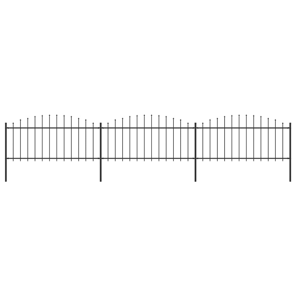 vidaXL Záhradný plot s hrotmi, oceľ (0,5-0,75)x5,1 m, čierny