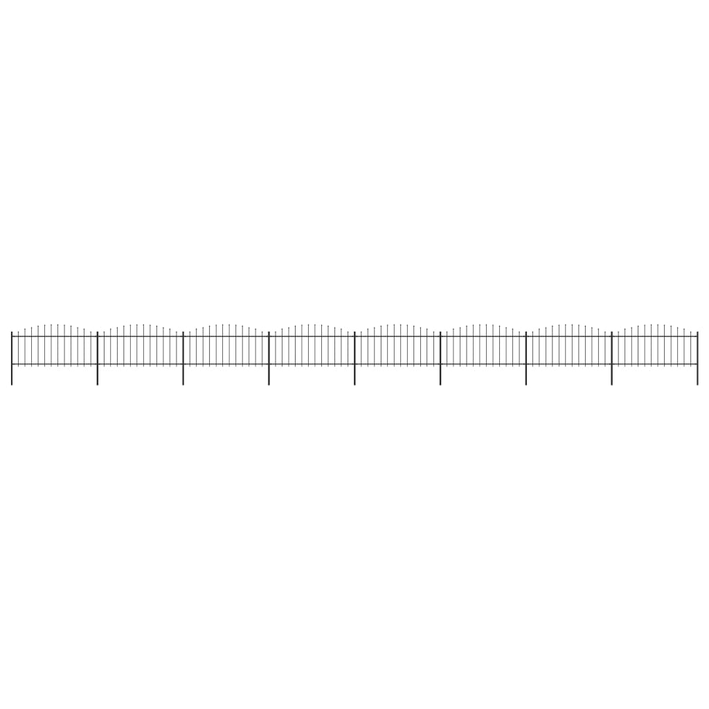 vidaXL Záhradný plot s hrotmi, oceľ (0,5-0,75)x13,6 m, čierny
