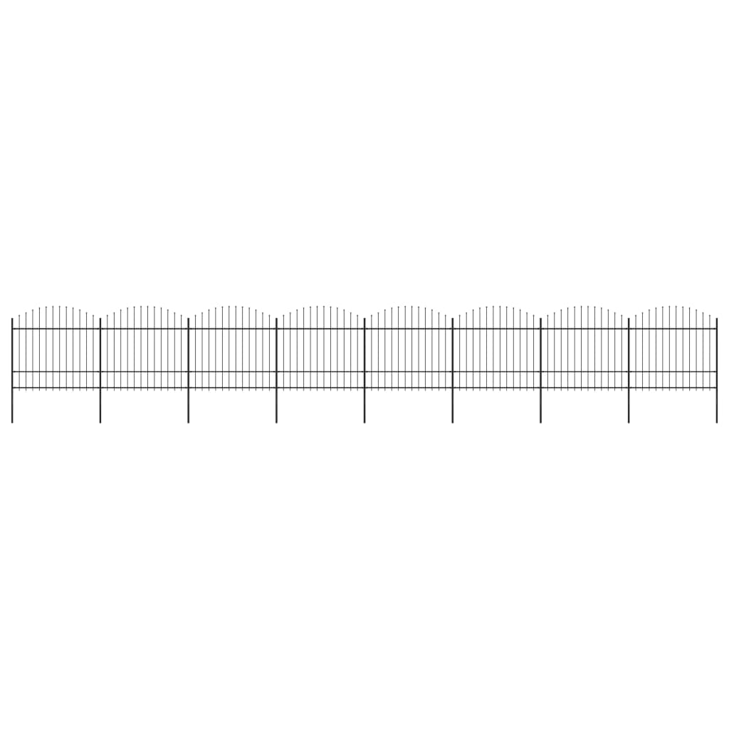 vidaXL Záhradný plot s hrotmi, oceľ (1,5-1,75)x13,6 m, čierny