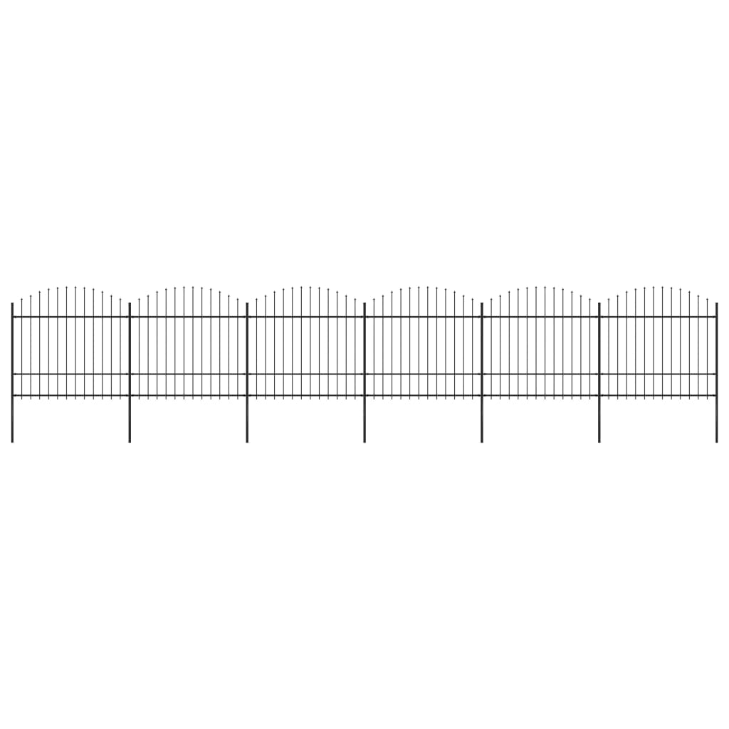 vidaXL Záhradný plot s hrotmi, oceľ (1,5-1,75)x10,2 m, čierny