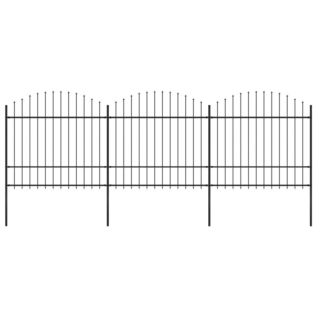 vidaXL Záhradný plot s hrotmi, oceľ (1,5-1,75)x5,1 m, čierny