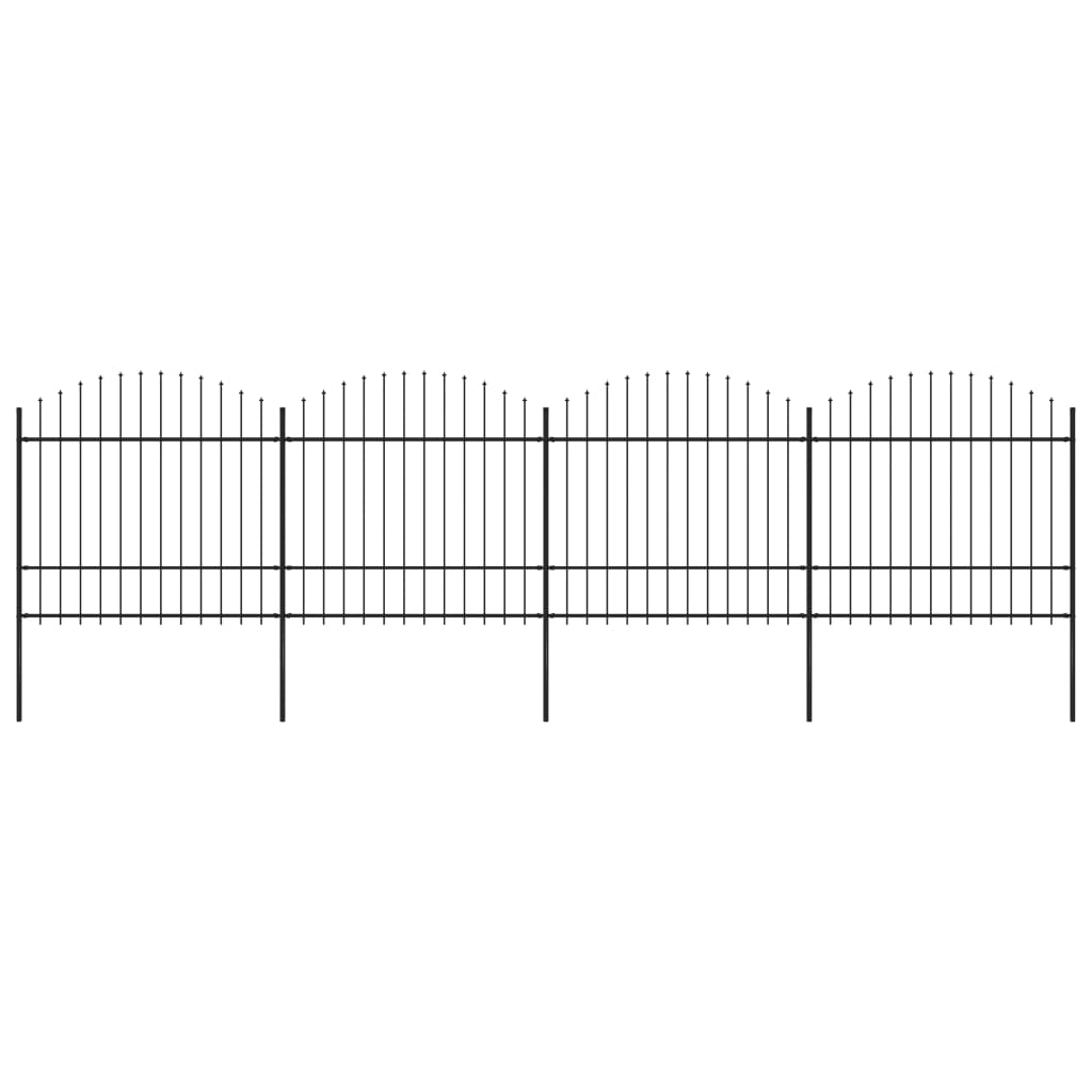 vidaXL Záhradný plot s hrotmi, oceľ (1,5-1,75)x6,8 m, čierny