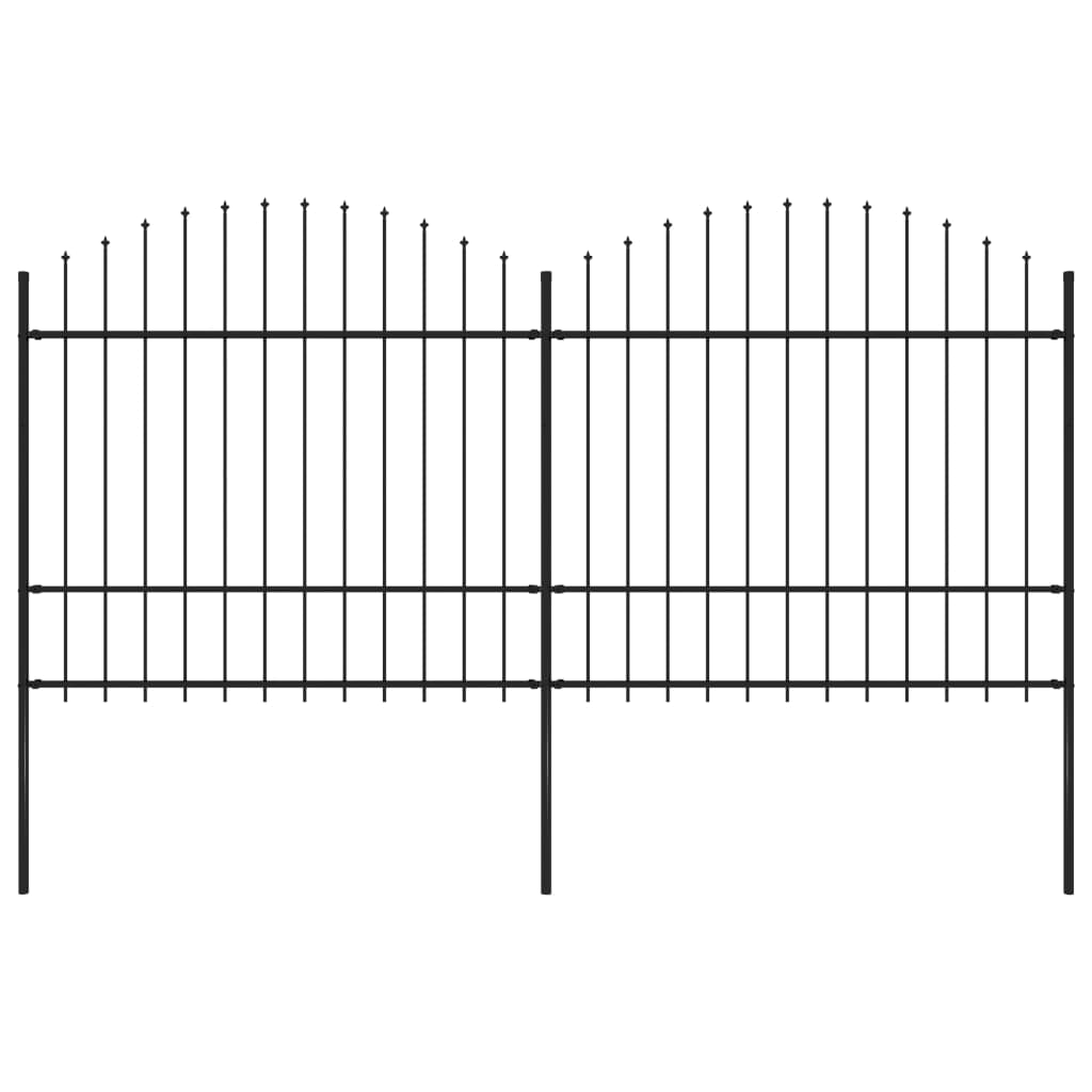 vidaXL Záhradný plot s hrotmi, oceľ (1,5-1,75)x3,4 m, čierny