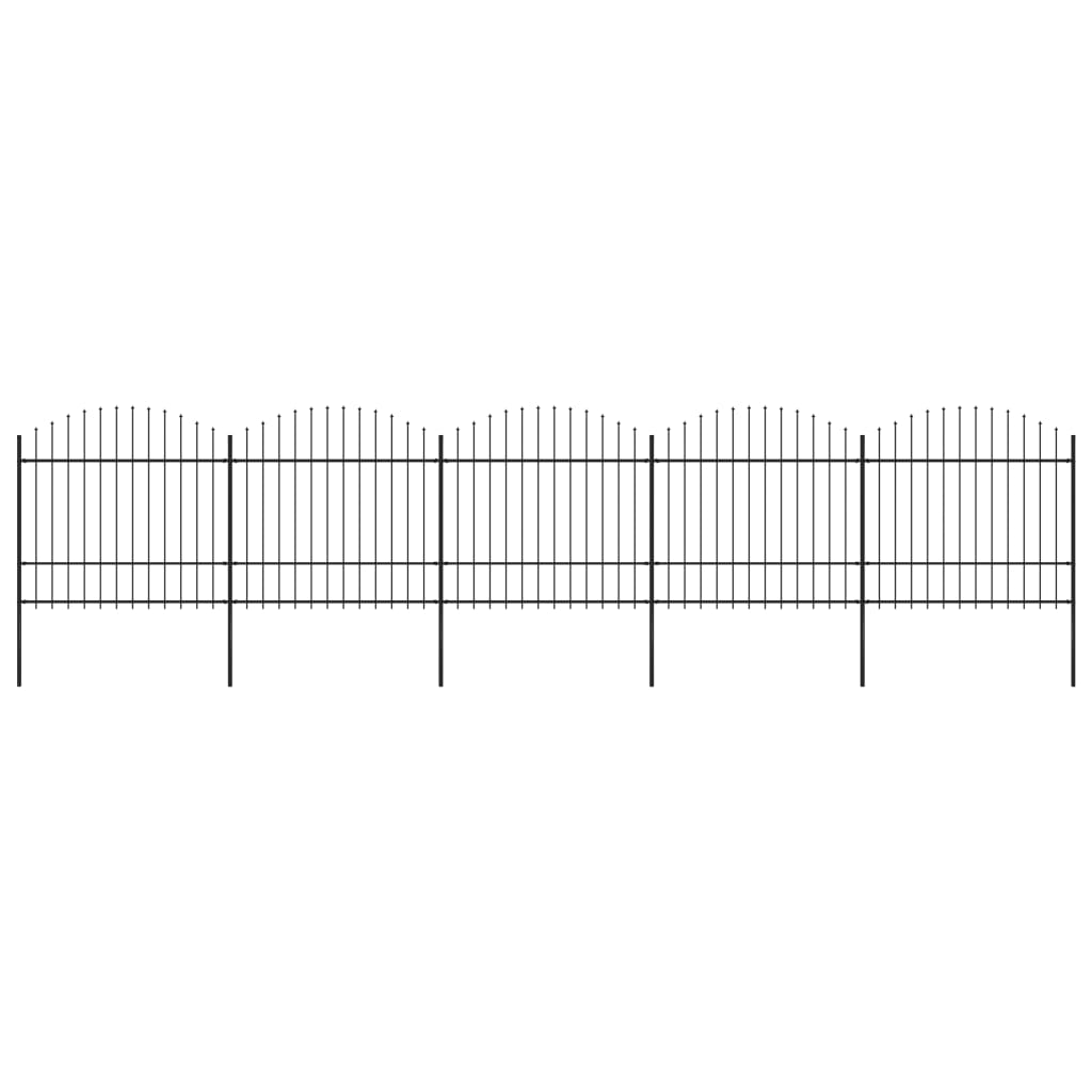 vidaXL Záhradný plot s hrotmi, oceľ (1,5-1,75)x8,5 m, čierny