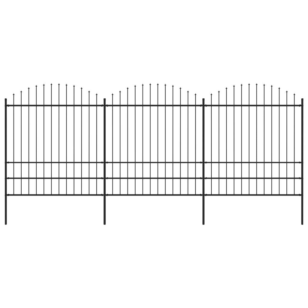 vidaXL Záhradný plot s hrotmi, oceľ (1,75-2)x5,1 m, čierny