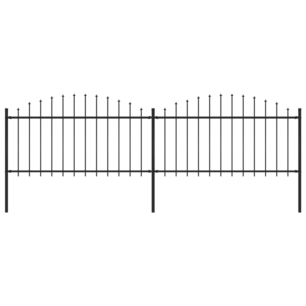 vidaXL Záhradný plot s hrotmi, oceľ (1,25-1,5)x3,4 m, čierny