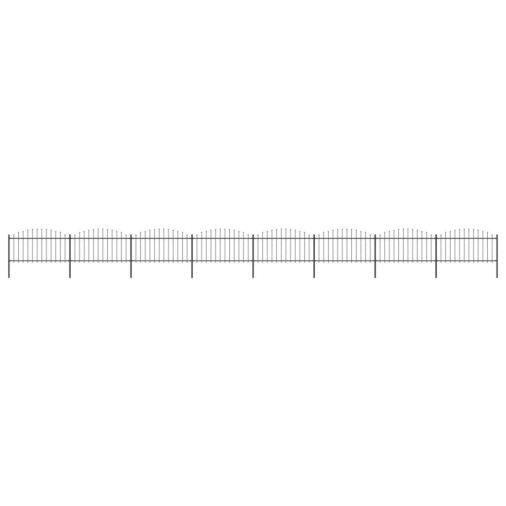 vidaXL Záhradný plot s hrotmi, oceľ (1,25-1,5)x13,6 m, čierny
