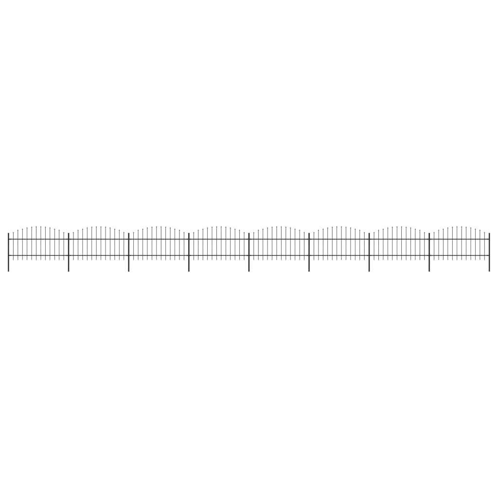 vidaXL Záhradný plot s hrotmi, oceľ (1-1,25)x13,6 m, čierny