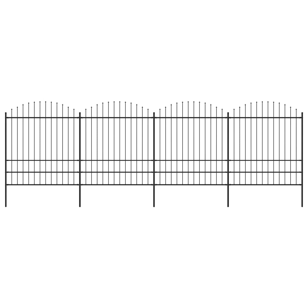 vidaXL Záhradný plot s hrotmi, oceľ (1,75-2)x6,8 m, čierny