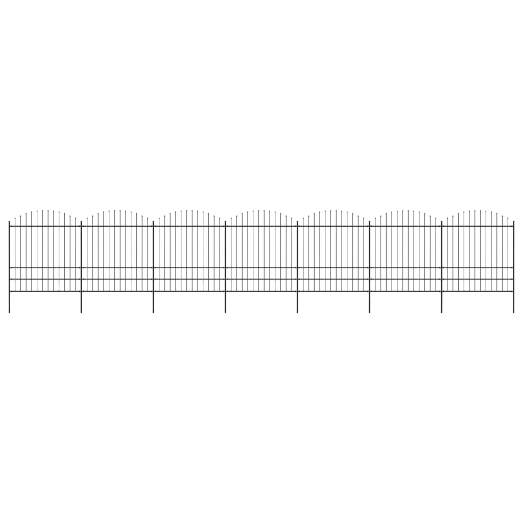 vidaXL Záhradný plot s hrotmi, oceľ (1,75-2)x11,9 m, čierny