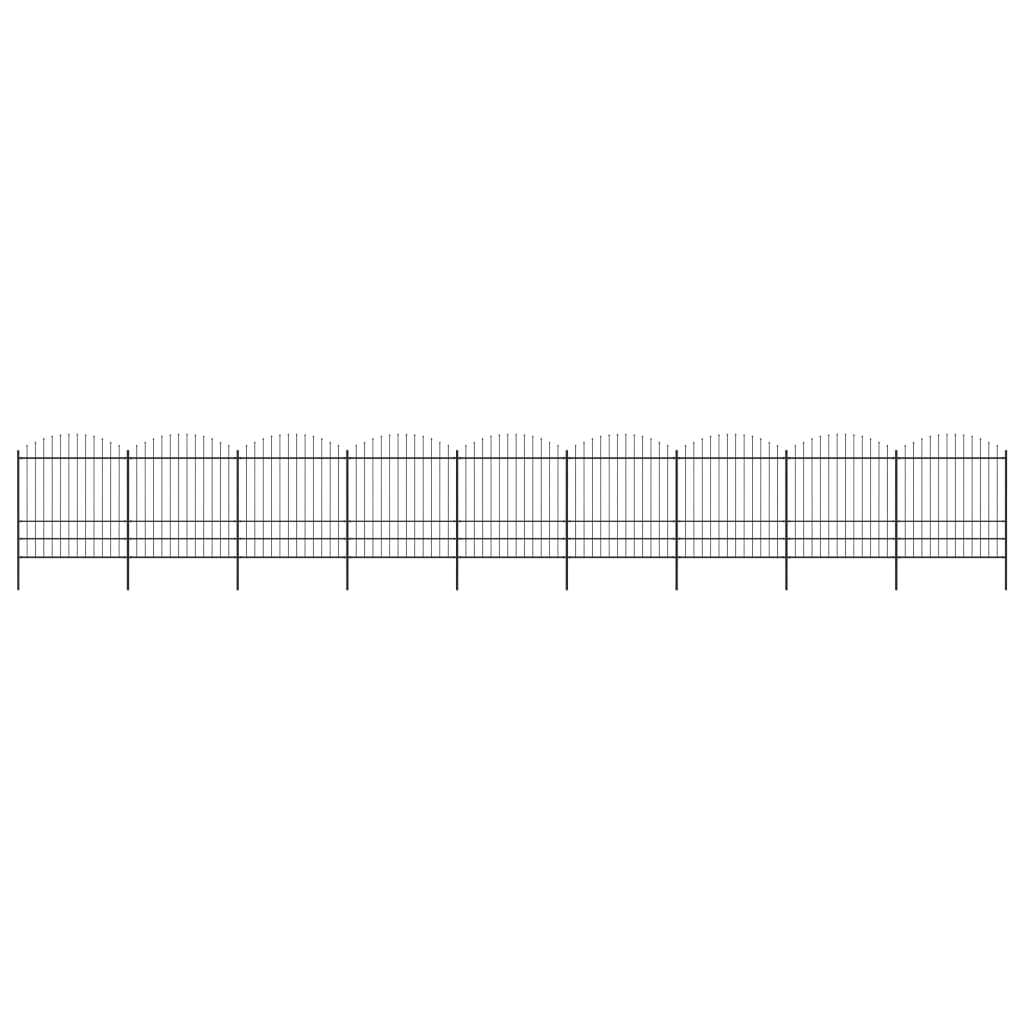 vidaXL Záhradný plot s hrotmi, oceľ (1,75-2)x15,3 m, čierny