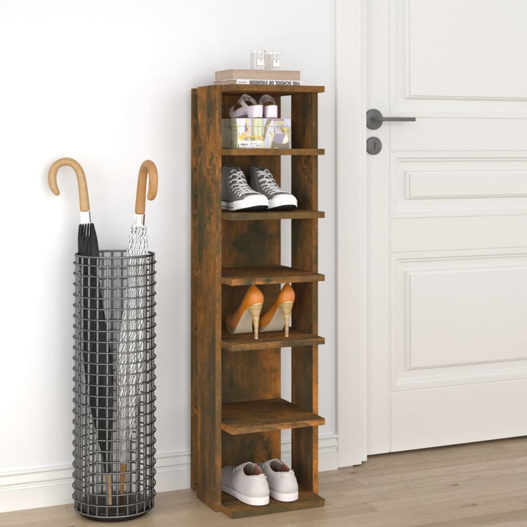 vidaXL Stojan na topánky dymový dub 27,5x27x102 cm spracované drevo