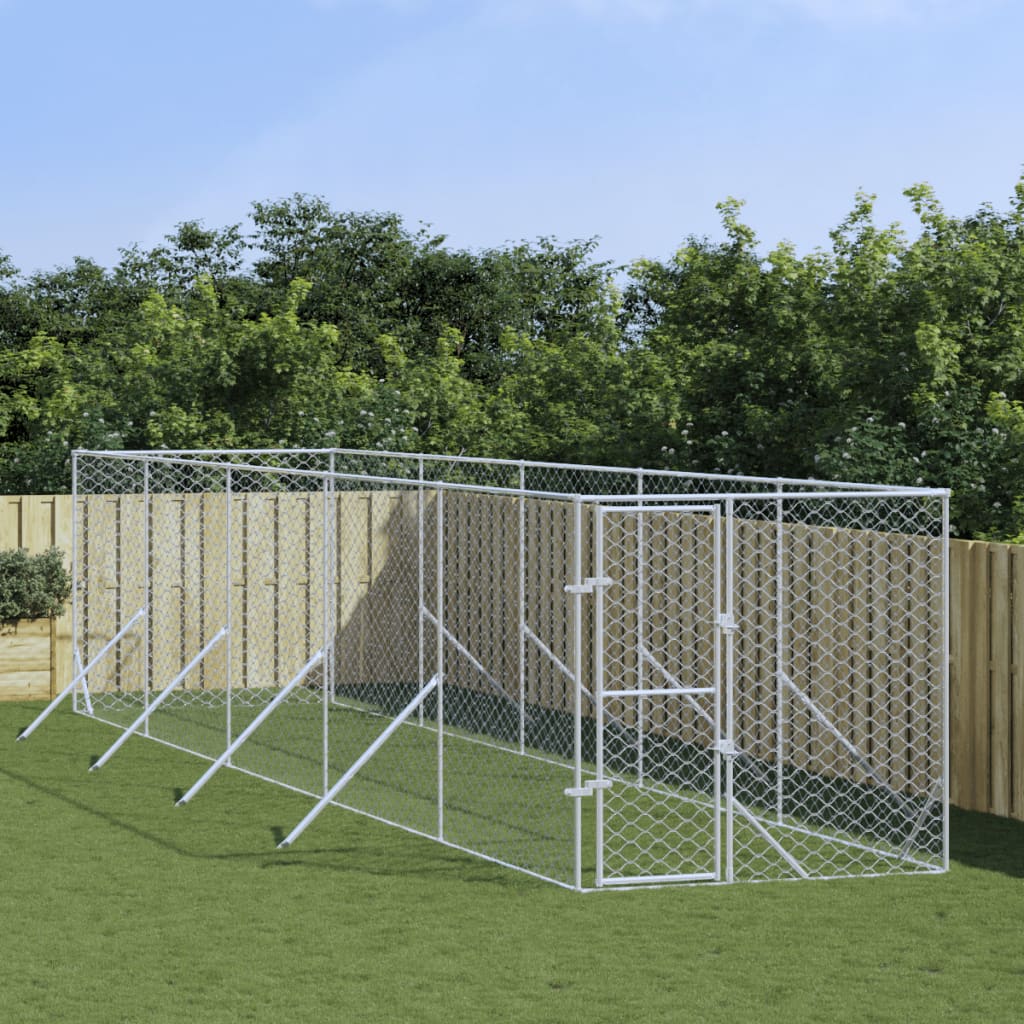 vidaXL Vonkajší koterec pre psov strieborný 2x10x2 m pozinkovaná oceľ