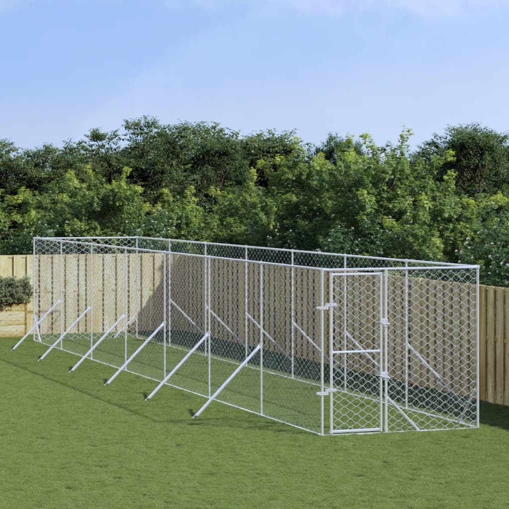 vidaXL Vonkajší koterec pre psov strieborný 2x14x2 m pozinkovaná oceľ