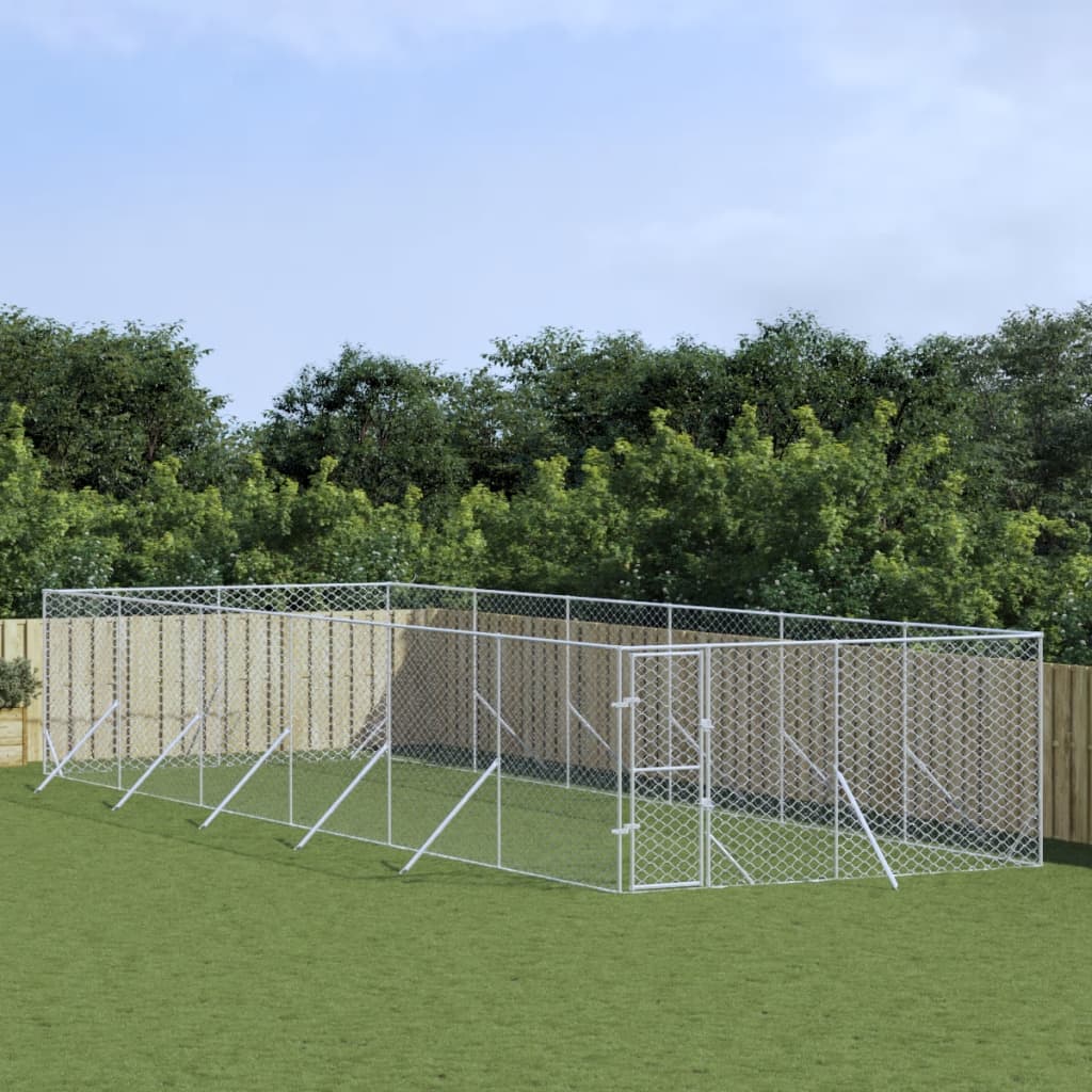 vidaXL Vonkajší koterec pre psov strieborný 4x12x2 m pozinkovaná oceľ