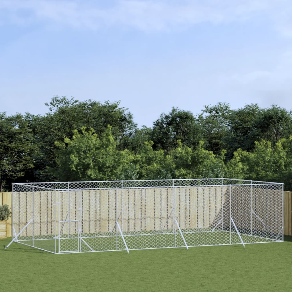 vidaXL Vonkajší koterec pre psov strieborný 8x4x2 m pozinkovaná oceľ