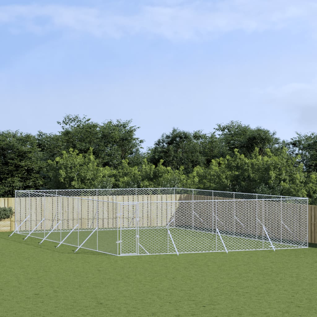 vidaXL Vonkajší koterec pre psov strieborný 8x12x2 m pozinkovaná oceľ