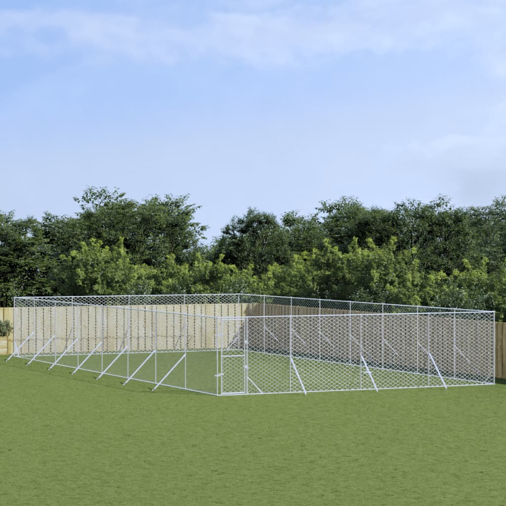 vidaXL Vonkajší koterec pre psov strieborný 8x16x2 m pozinkovaná oceľ